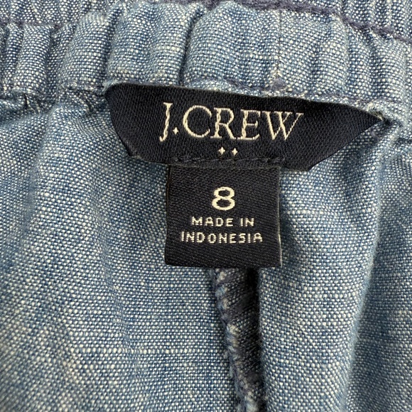 J Crew Pants Women 8 Blue Chambray Drawstring Cotton Tapered Coastal Lagenlook - Picture 5 of 11